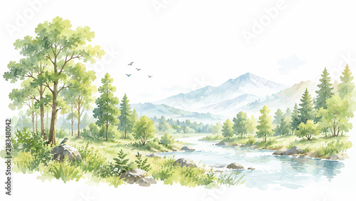 Save Nature for a Greener Future – Sustainable Environment and Eco Friendly Watercolor Landscape Illustration Collection