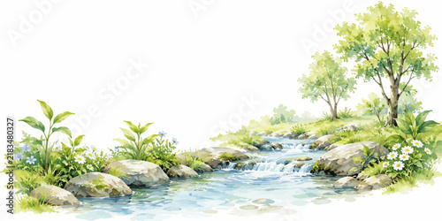 Save Nature for a Greener Future – Sustainable Environment and Eco Friendly Watercolor Landscape Illustration Collection