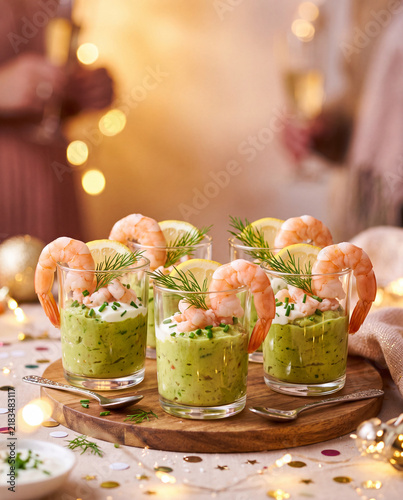 verrines crevettes et avocat