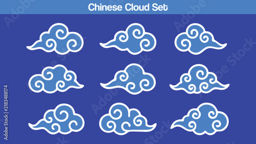 Chinese cloud set china japanese korean asian traditional illustrations calligraphy decorations element vector design for background and wallpaper 18