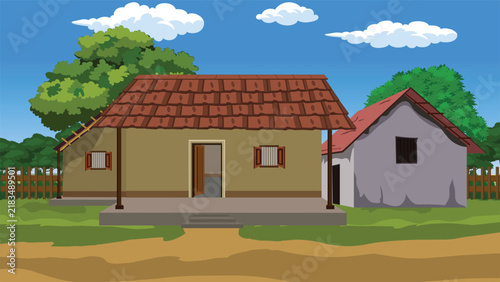 Foto Indian poor mud house and farmer house village landscape featuring a prominent b
