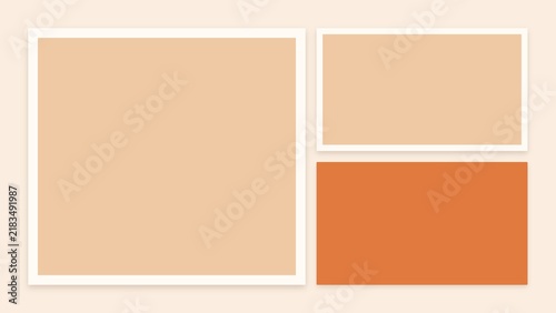 Fotografie Minimalist photo frames with pastel beige and warm orange rectangular background