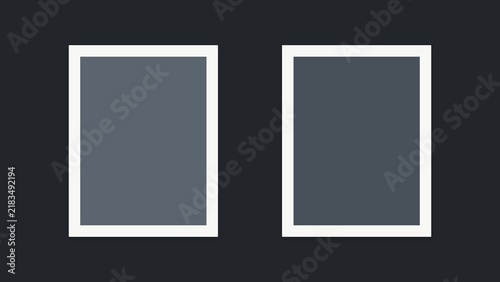 Foto Two vertical photo frames template with white border and grey background mockup