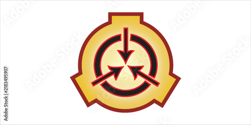 Foto Abstract symbolic emblem featuring a circular center with three converging arrow