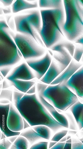 Wavy white flowing liquid web with subtle chromatic aberration edges. Futuristic digital network and abstract data background.