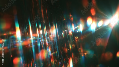 Retro colorful light leak overlay with vintage film grain, noisy distressed texture, soft flare and old film projector effect on black background for cinematic photography and creative design