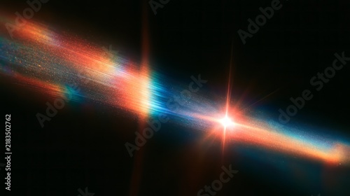 Retro colorful light leak overlay with vintage film grain, noisy distressed texture, soft flare and old film projector effect on black background for cinematic photography and creative design