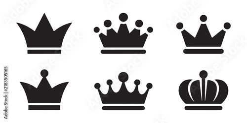 Bild auf Leinwand Bold black crown silhouette collection for premium quality badges and elegant king or queen identity design