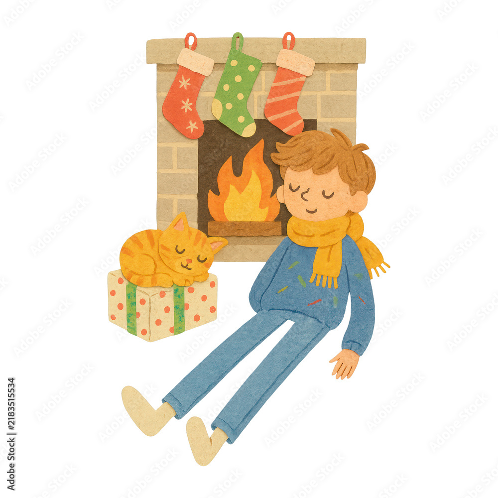 Obraz premium PNG Cozy holiday scene with fireplace.