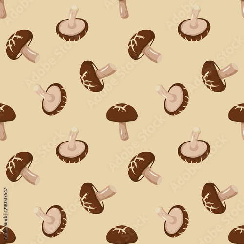  seamless pattern with shiitake mushroom