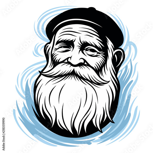 Old man with a long beard, mustache, and a cap