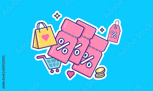 pastel coupon sticker collage
