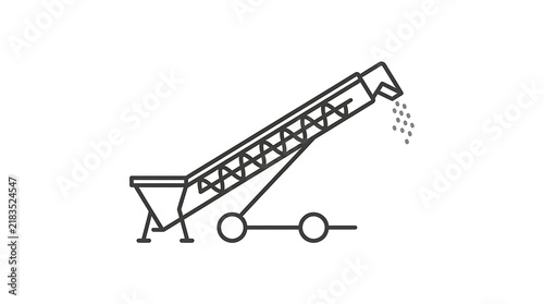 A flat icon showing a grain auger machine moving agricultural harvest material on a farm