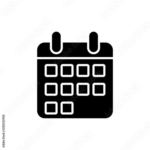 Black and white computer calendar icon