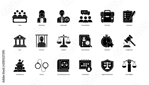 Foto Law and Legal Vector Icon Pack Glyph Flat Design Illustration