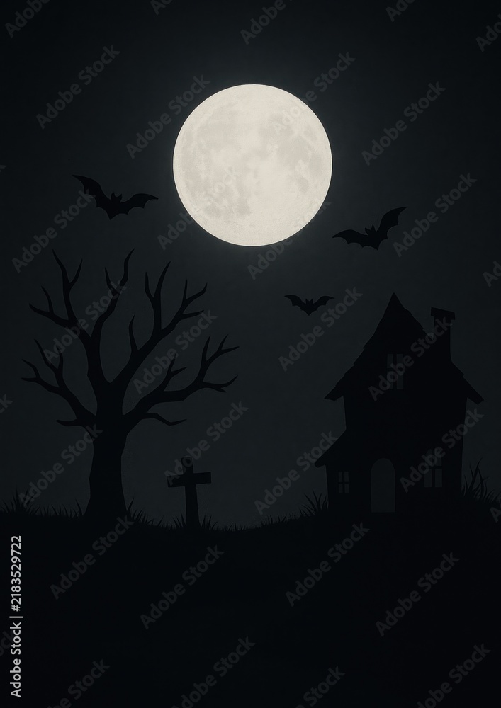 Fototapeta premium Spooky night silhouette scene.