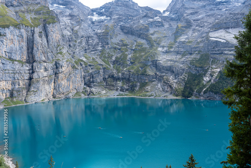 Scenic mountain lake and mountain in Switzerland
