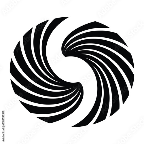Abstract Spiral Black Swirl Design, Modern Geometric Circular Pattern, Dynamic Pinwheel Vector Illustration