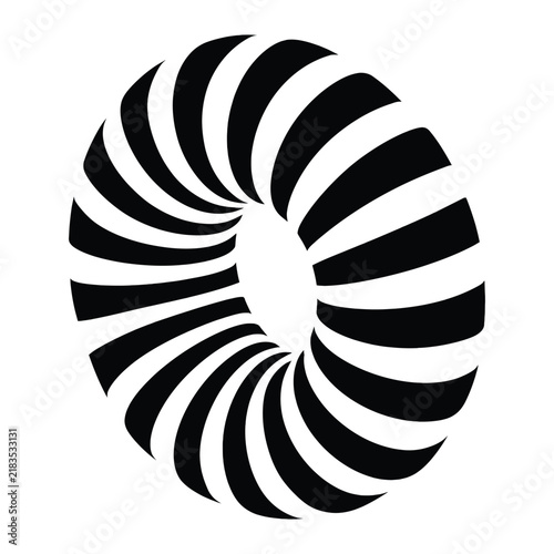 Optical-Illusion 3D Torus Vortex Spiral Abstract Graphic Vector Art