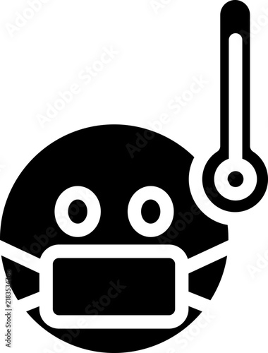 Face with Thermometer Emoji Icon, Sick Face Emoji Icon, Fever Face Emoji Symbol