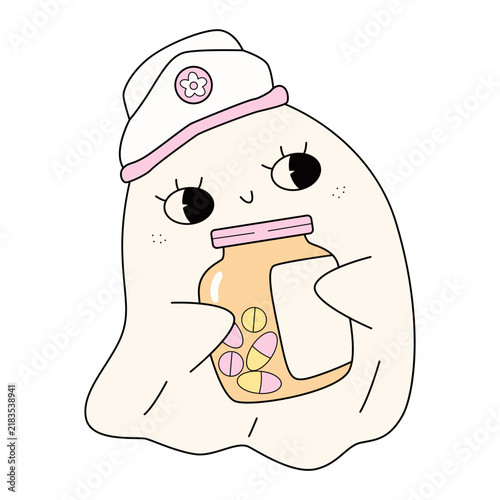 Cute Halloween Ghost Medical Illustration