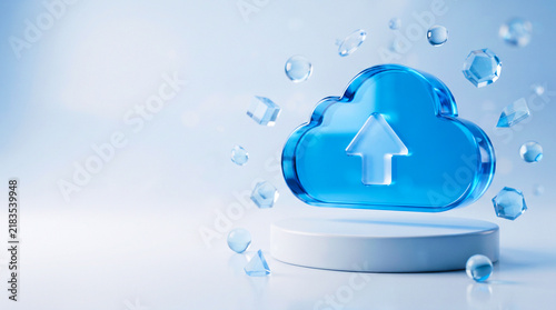 Obraz na płótnie Cloud Computing and Data Upload Technology Concept