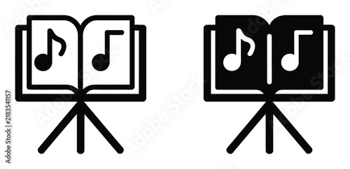 Two minimalist music stand with musical notes on open books