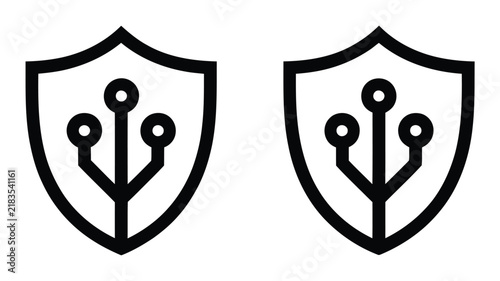 Two shield representing cybersecurity and digital protection