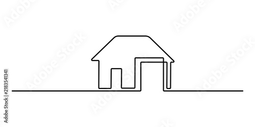 Simple house residential real estate continuous line art minimal vector