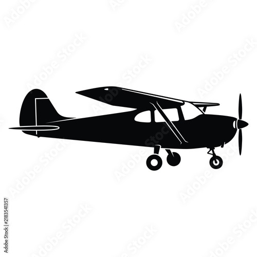 Small Propeller Airplane Silhouette Icon for Aviation Travel Transportation and Flight Design