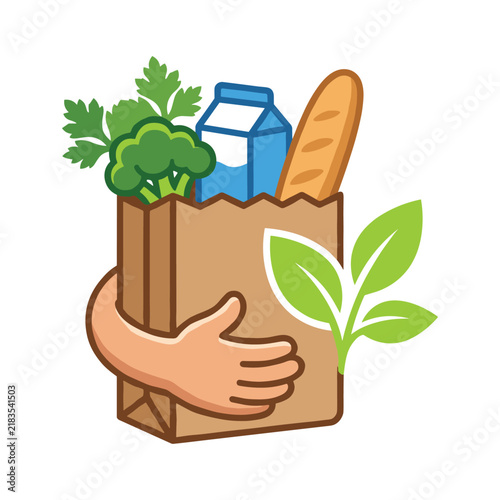 Reusable Grocery Shopping Bag with Fresh Organic Food Vector for Sustainable Eco Friendly Lifestyle