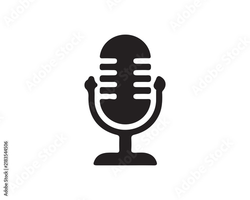 PrintA simple black microphone icon on a white background