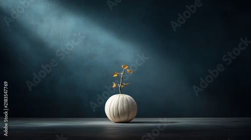 Small plant in white pumpkin