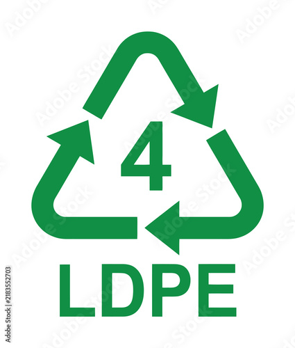 Green recycling symbol for ldpe plastic number 4