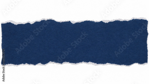 Torn navy blue paper strip with ragged edges generated using ai isolated on a clean background