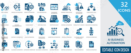 Фотография Ai business automation fill icon set