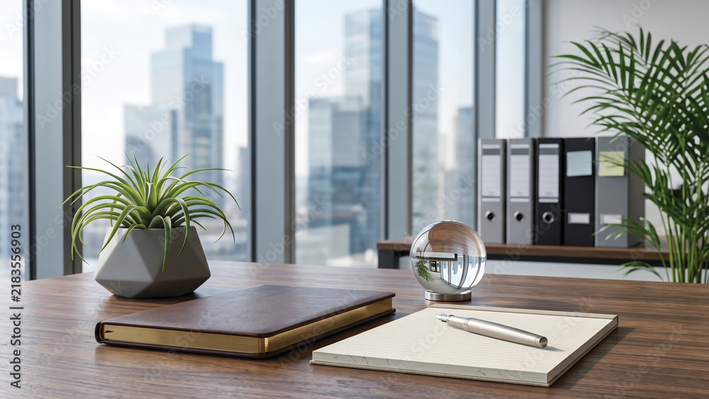 Fototapeta premium Executive Office Desk Colombo – Strategic Planning and Leadership – Premium Commercial Photography Style