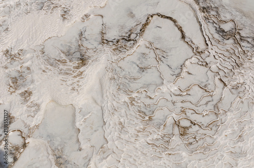 Abstract Travertine Mineral Patterns In Pamukkale Turkey Showcasing Natural Geological Formations Textures And Thermal Terrace Beauty