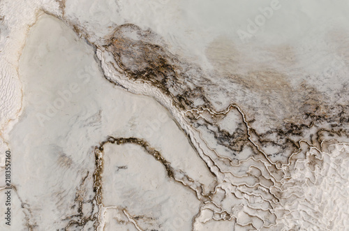 Abstract Travertine Mineral Patterns In Pamukkale Turkey Showcasing Natural Geological Formations Textures And Thermal Terrace Beauty