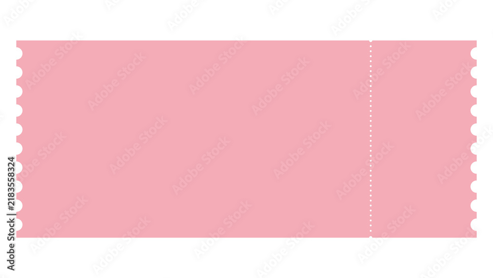 Obraz premium Blank pink event ticket with perforated edge perforated admission template rectangle resource background commerce business entertainment marketing promotion advertising celebration