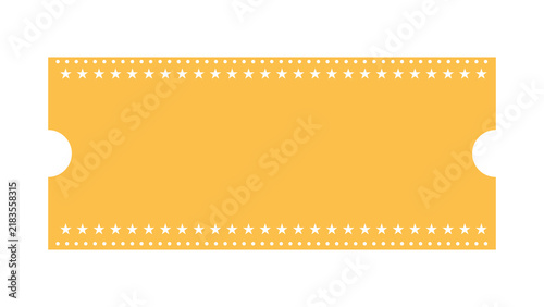 Bild auf Leinwand Yellow event ticket stub with top and bottom star row pattern admission ticket a