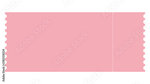 Blank pink event ticket with perforated edge perforated admission template rectangle resource background commerce business entertainment marketing promotion advertising celebration