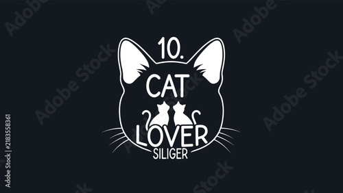 Cat lover silhouette logo design, feline head outline, two cats artwork, pet enthusiast illustration, creative animal graphic concept branding