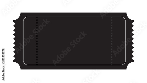 Blank black vintage style admission ticket with admission template isolated rectangular perforation background illustration festival exhibition stationery business