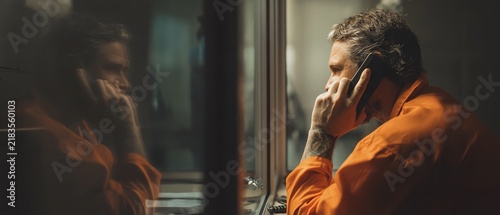 Reflective moment in a phone call.