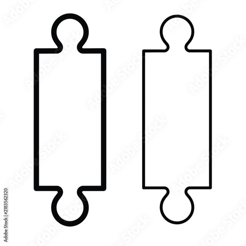Two vertical jigsaw puzzle pieces isolated on a white background