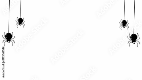 Hanging Spiders Animation on White Background for Halloween