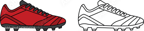 Illustrative design of a football player's boot, featuring vibrant color and line art