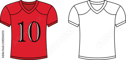 Athletic Football Shirt with Number Ten and Blank Vector Template