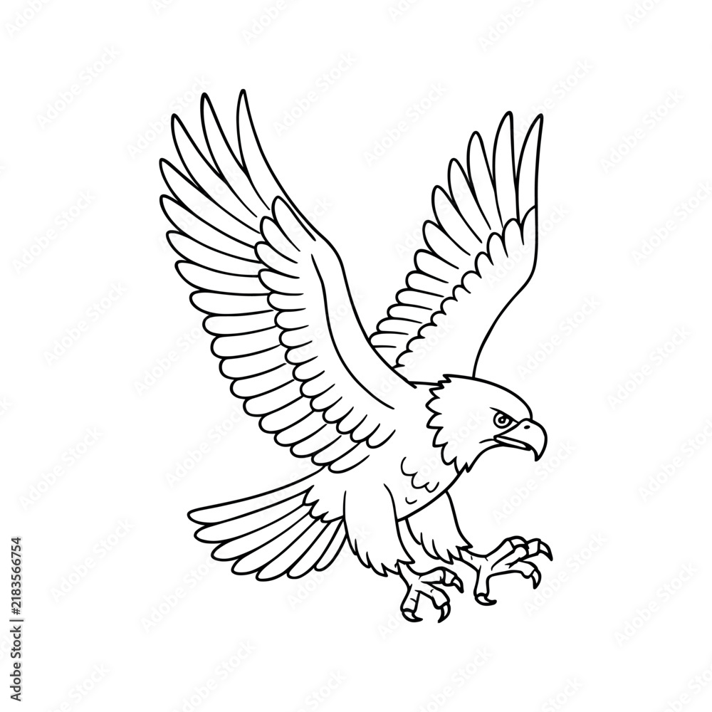 Fototapeta premium Eagle Descending Line Art